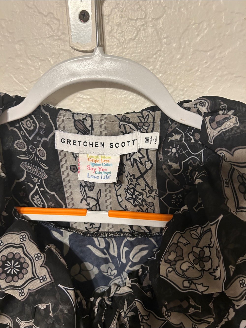 🧸Gretchen Scott rufflestiltskin topkapi black size M EUC - Picture 7 of 12